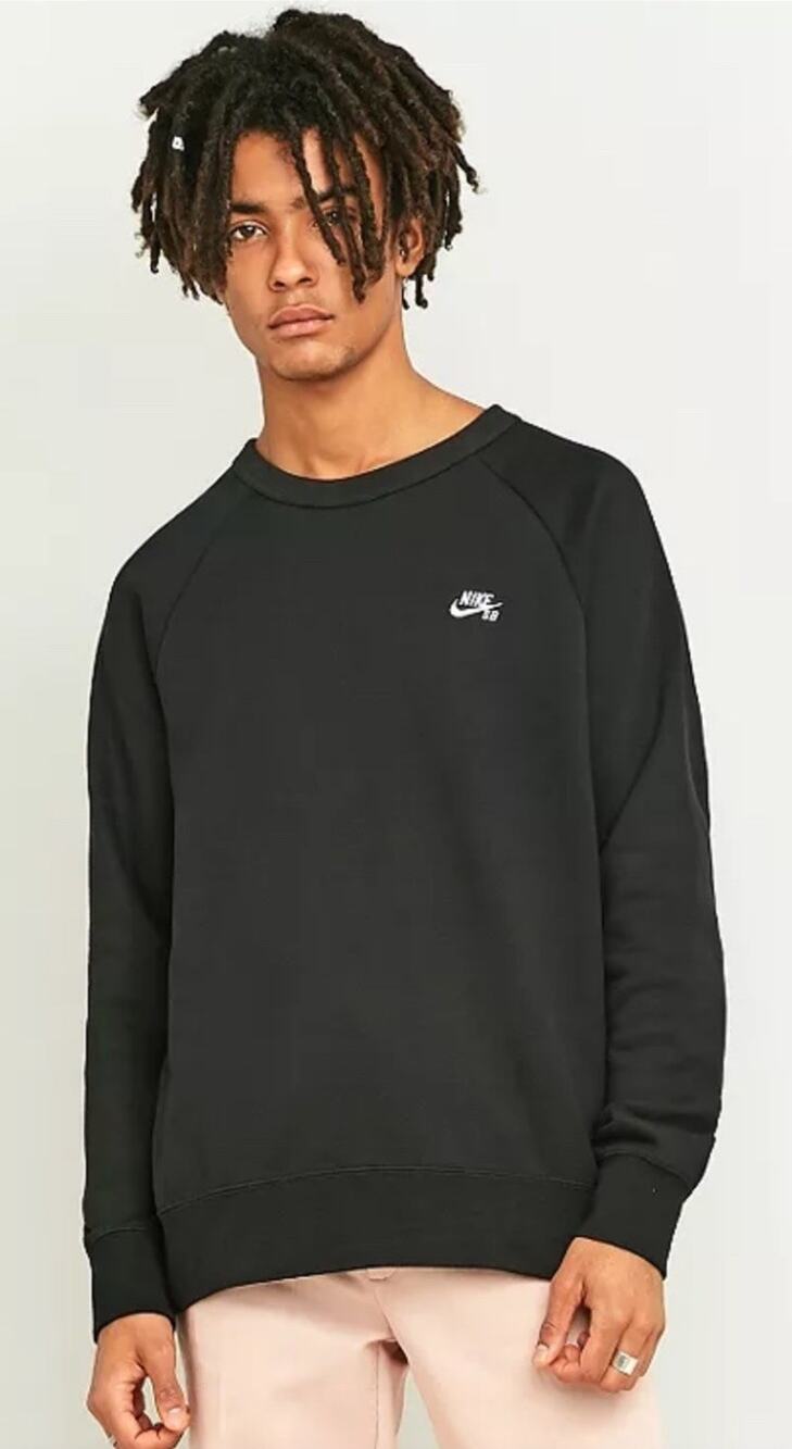 Nike SB Icon Fleece Sweatshirt Men Sz XL Black Pullover Crew Neck Long Sleeve